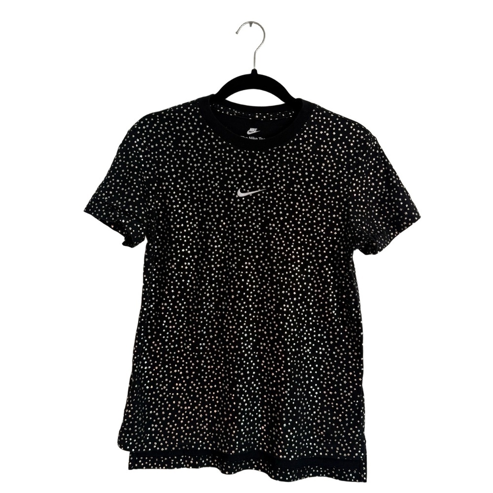 Nike TShirt XL Black Gold Star Polka Dot Crew Neck Short Sleeve Athletic Casual